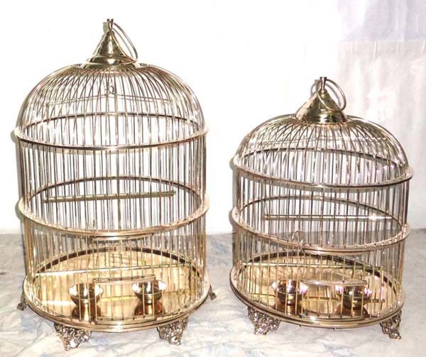 Hexagonal Brass Bird Cage with Fine Polishing-001AO3G –